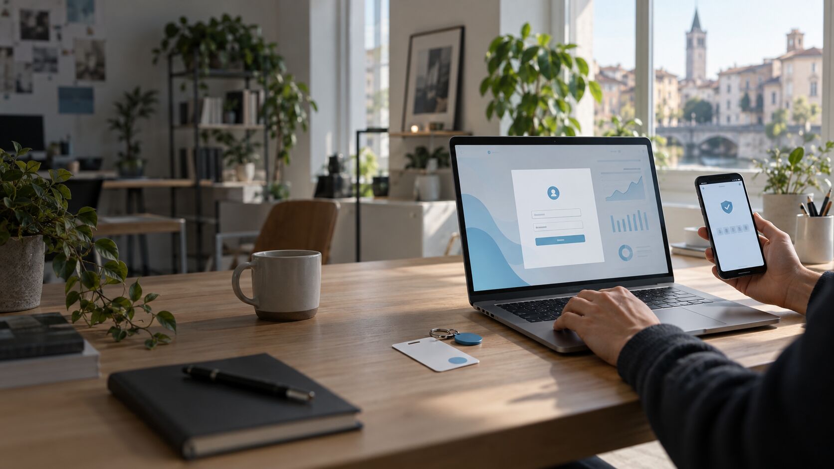 Schermate di accesso a un’area riservata su portatile e smartphone